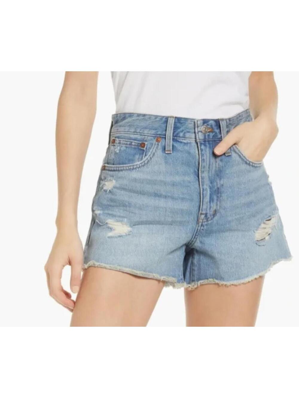 Madewell High Rise Denim Shorts, Light Distressing, Size 30